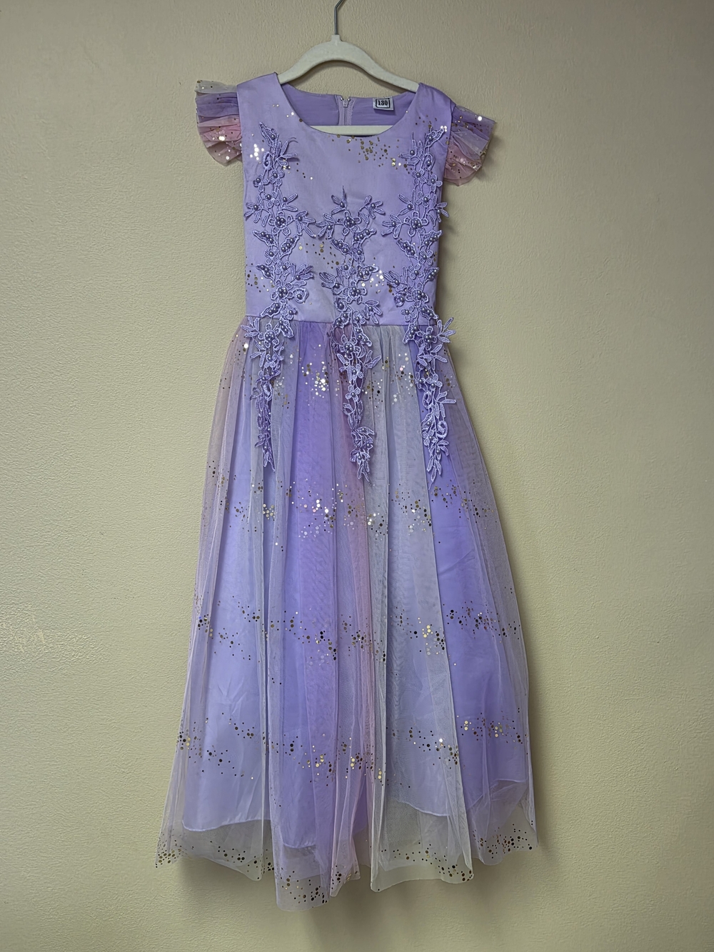 Girls Lavender Tulle Rainbow Pastel Dress, Like New